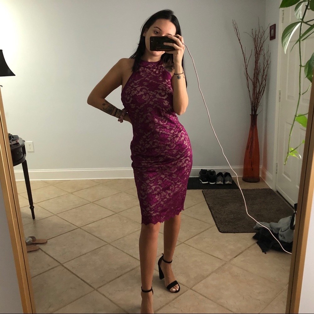 Fuchsia floral lace dress